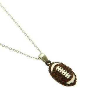 Brown crystal football necklace